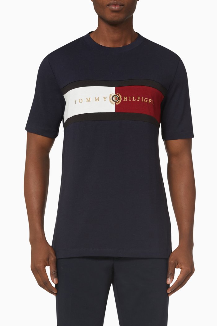 

Icon Crest T-shirt in Organic Cotton Jersey, Blue