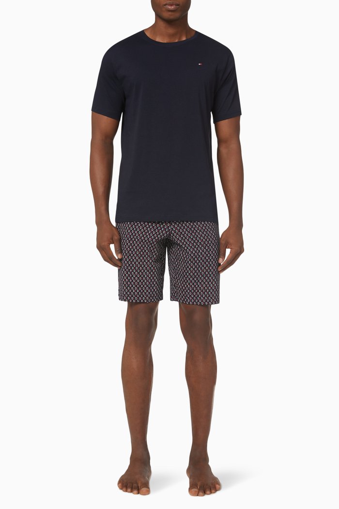 

Pyjama Shorts Set in Organic Cotton Jersey, Blue