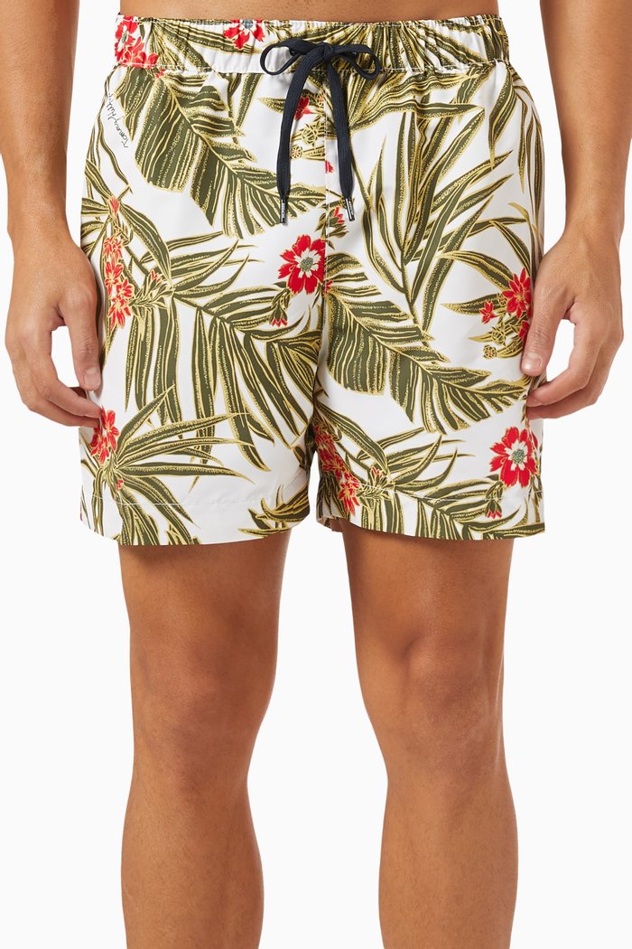 

All-over Signature Logo Swim Shorts in Recycled Polyester, Multicolour
