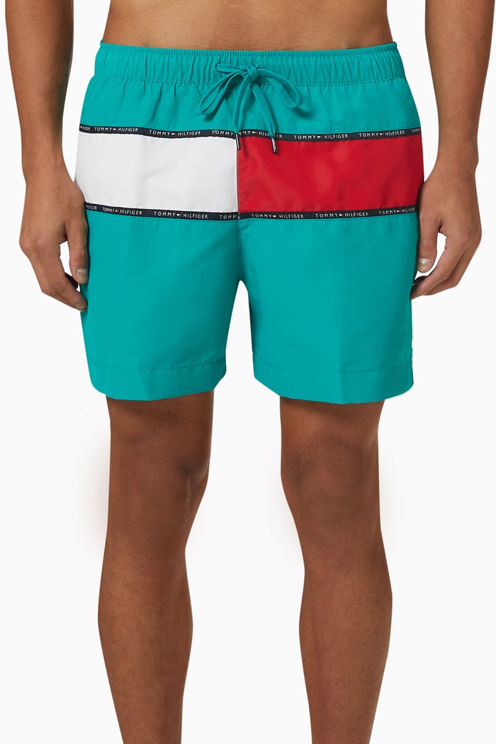 

Colour-Blocked Swim Shorts in Recycled Nylon, Green