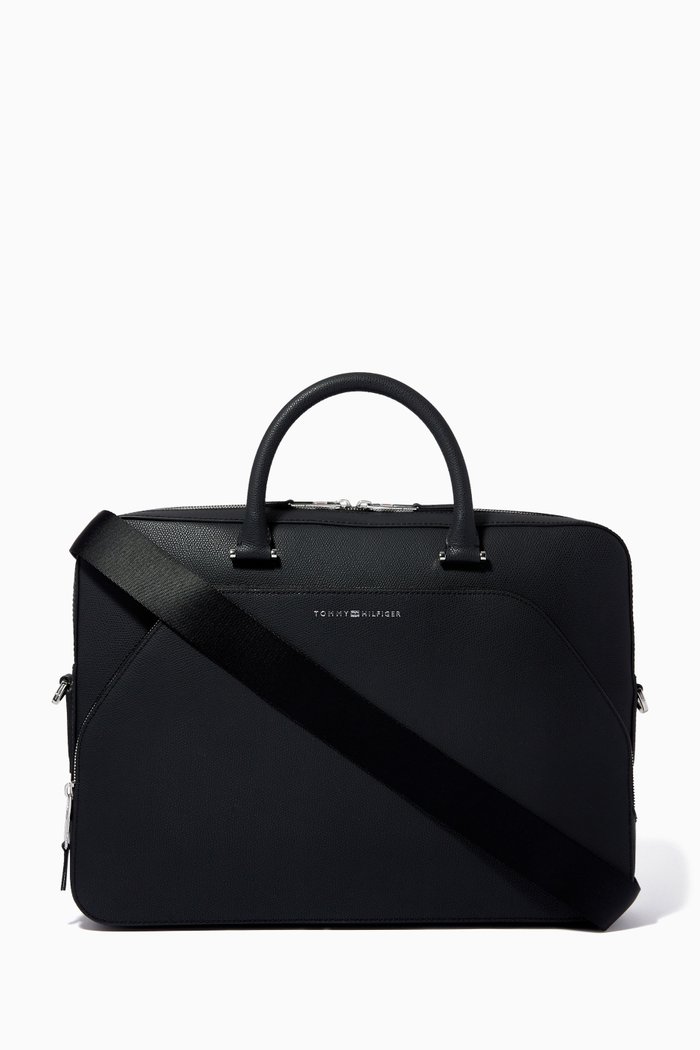 

Slim Business Computer Bag in Leather, Black