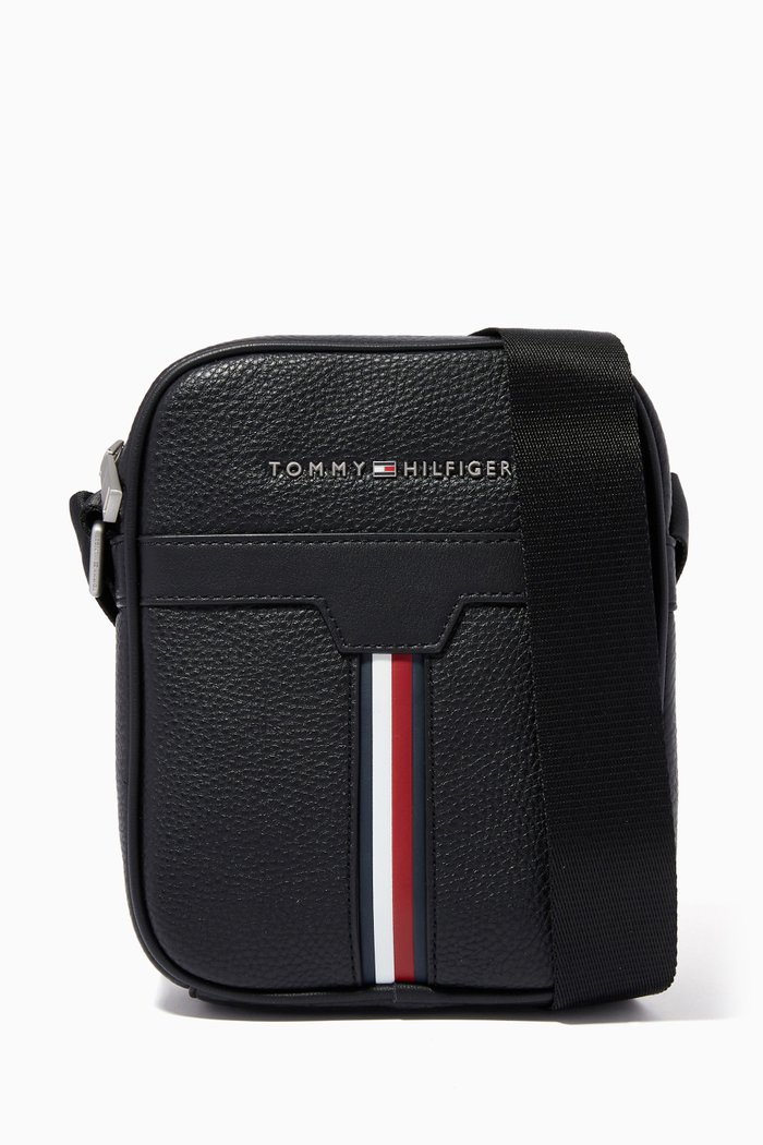 

Downtown Small Reporter Bag in Pebbled Vegan Leather, Black