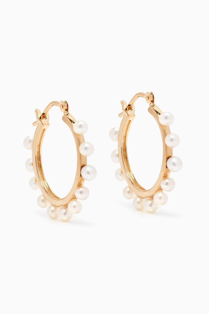 Pearl Hoop Earrings in 14kt Yellow Gold Vermeil