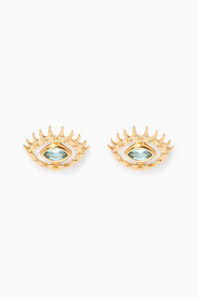

Evil Eye Stud Earrings in 14kt Yellow Gold Vermeil