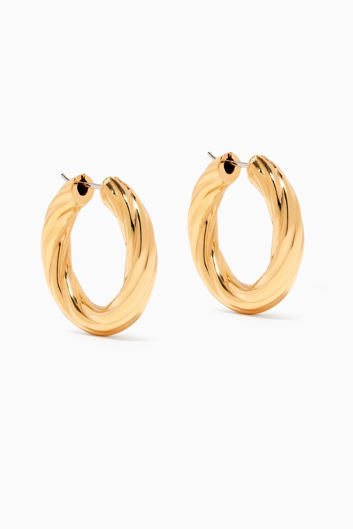 

Ribbed Hoop Earrings in 14kt Yellow Gold Vermeil, 25mm