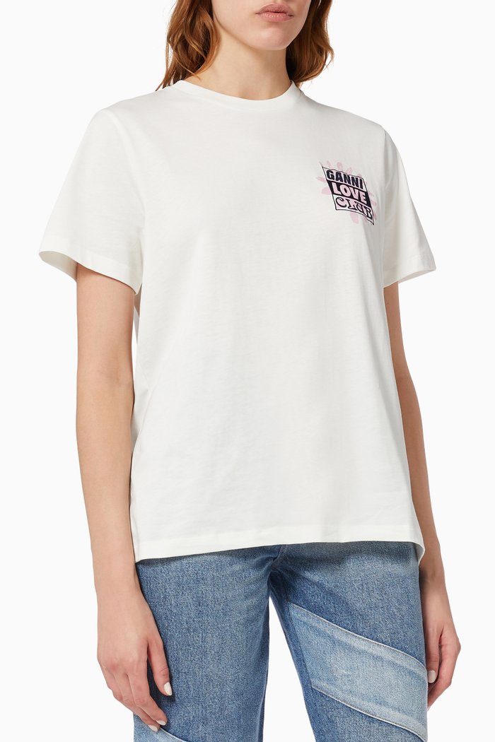 Egret Love Club T-shirt in Cotton Jersey, White