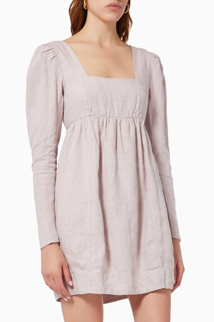 

Babydoll Mini Dress in Hemp, Purple