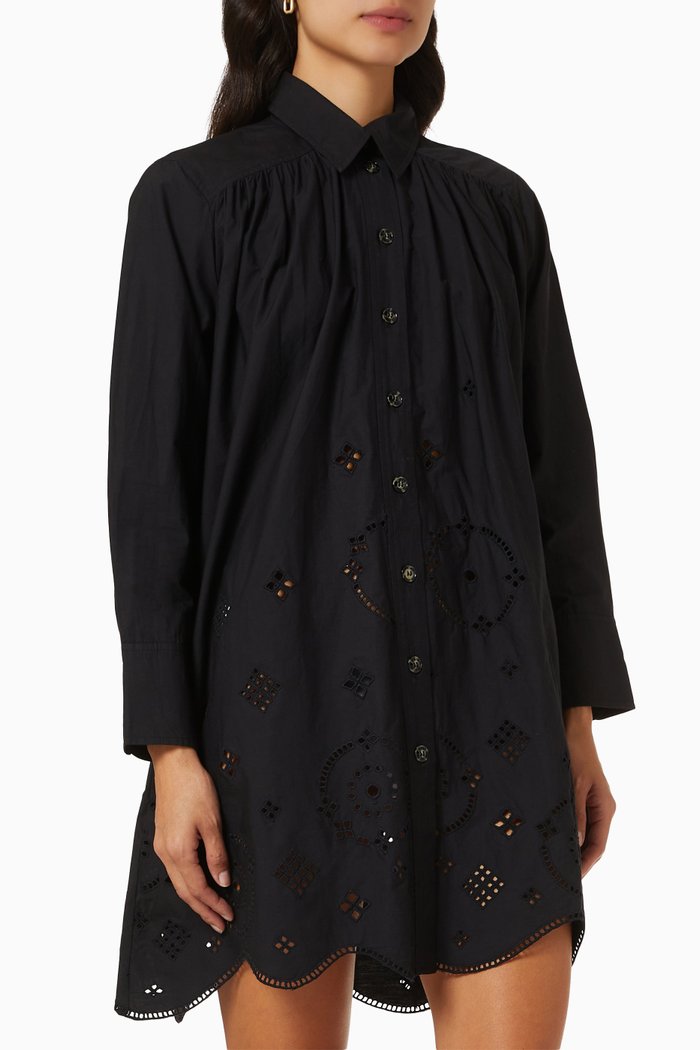 

Broderie Anglaise Shirt Dress, Black
