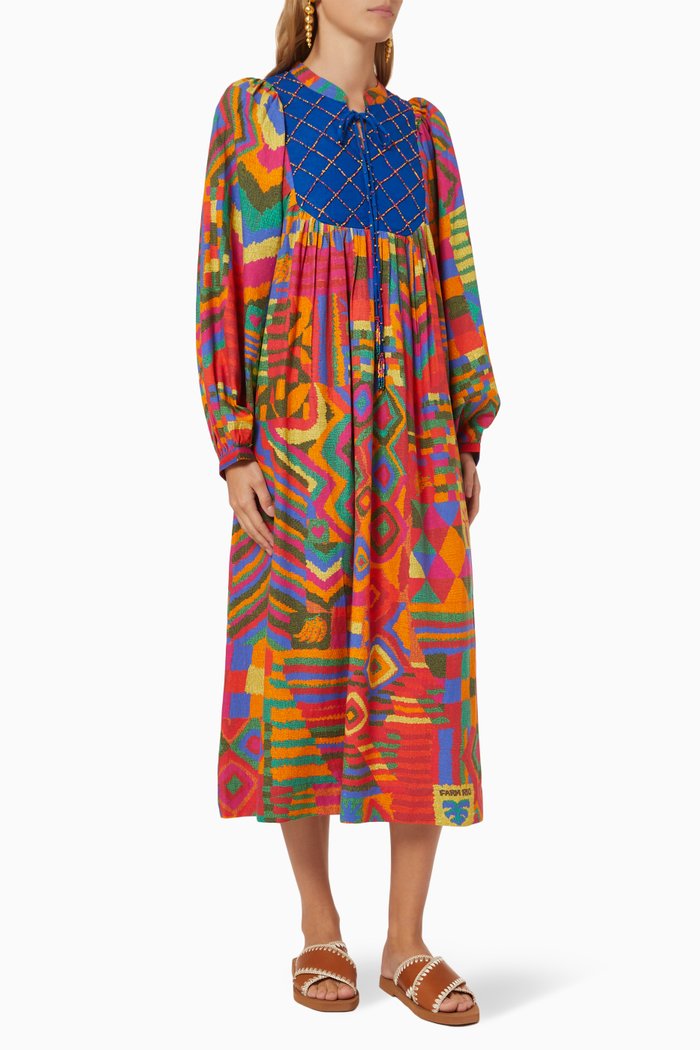 

Summer Patches Embroidered Tunic Dress, Multicolour