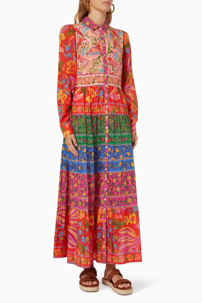

Mixed Border Prints Maxi Dress, Pink