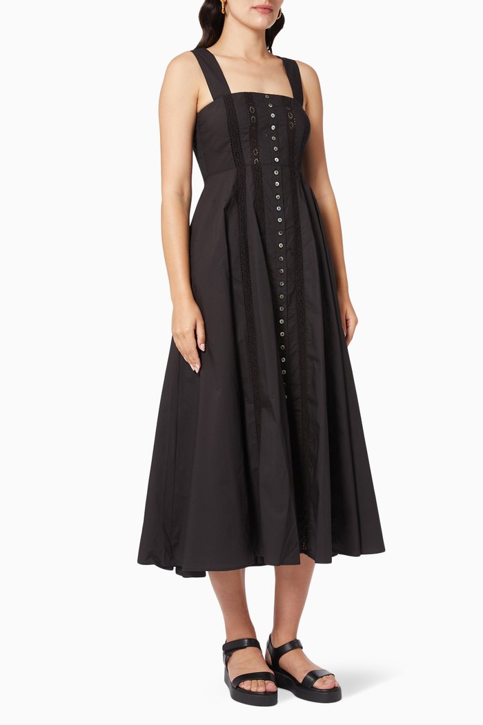 

Lara Midi Dress in Organic Cotton Poplin, Black