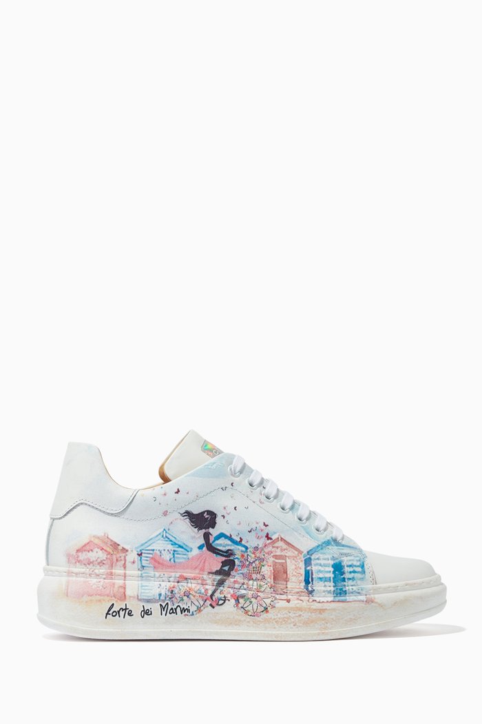 

Forte de Marmi Print Sneakers in Leather, Blue