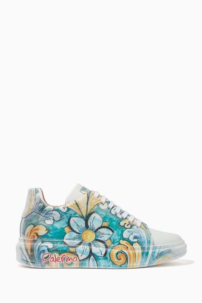 

Forte de Marmi Print Sneakers in Leather, Green