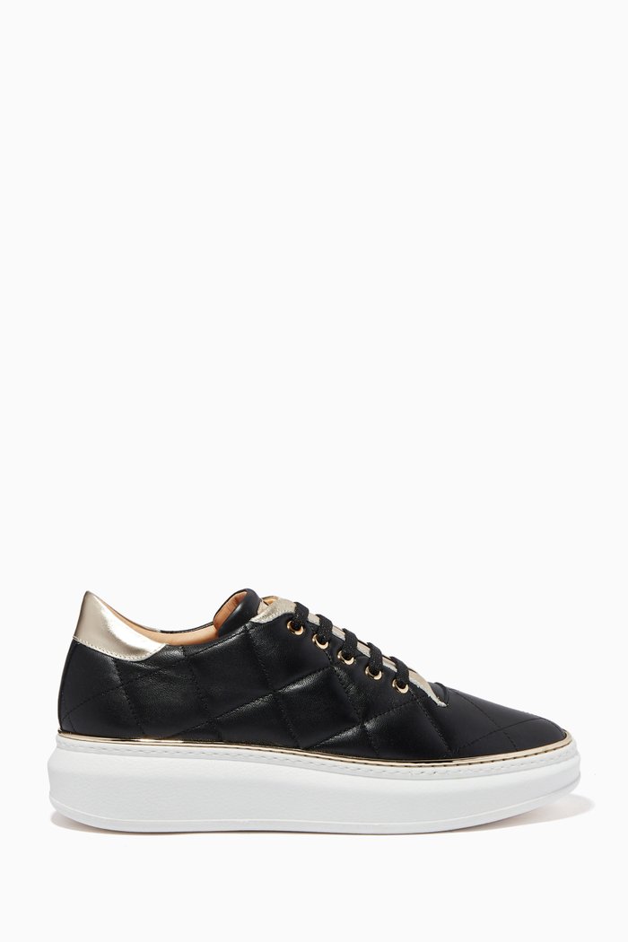 

Platform Sneakers in Quilted Leather, Black