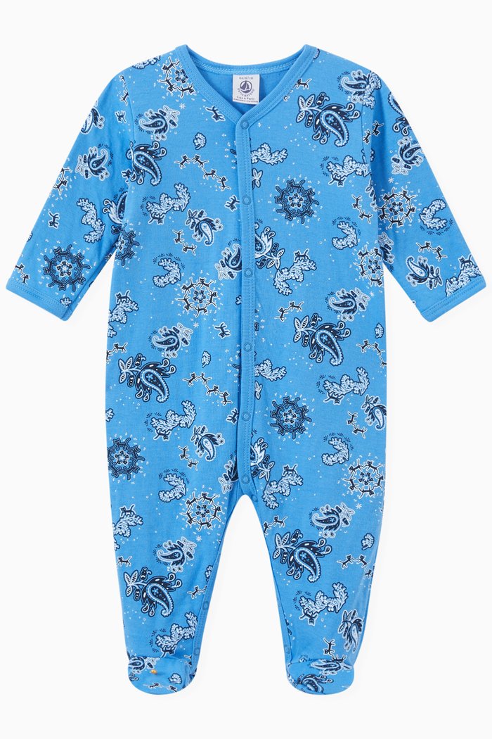 

Bandanna Print Sleepsuit in Organic Cotton, Blue
