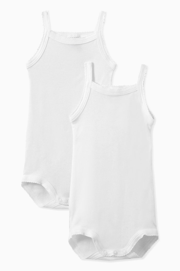 

Strap Bodysuit in Cotton, Set of Two, White