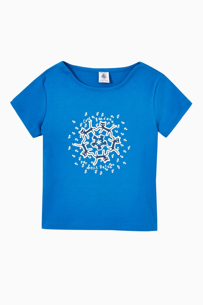 

Screen Print T-shirt in Organic Cotton, Blue