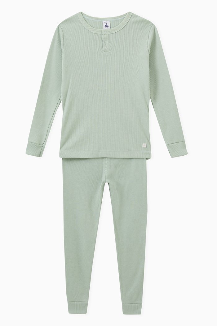 

Plain Pyjama Set in Cotton & Tencel, Green