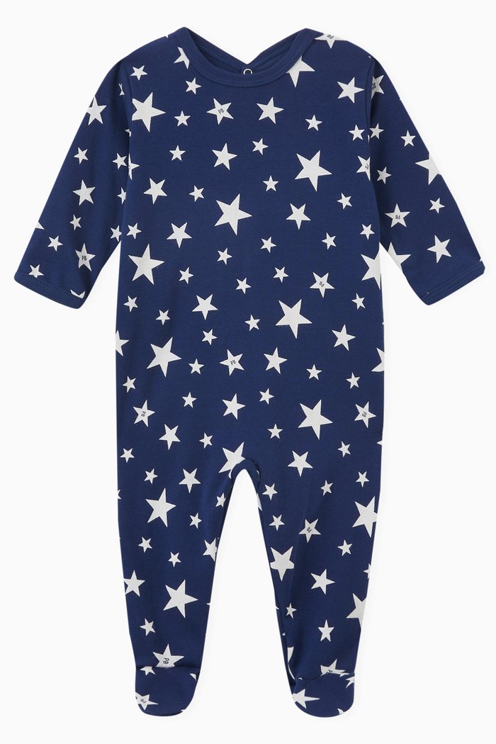 

Starry Print Sleepsuit in Cotton, Blue