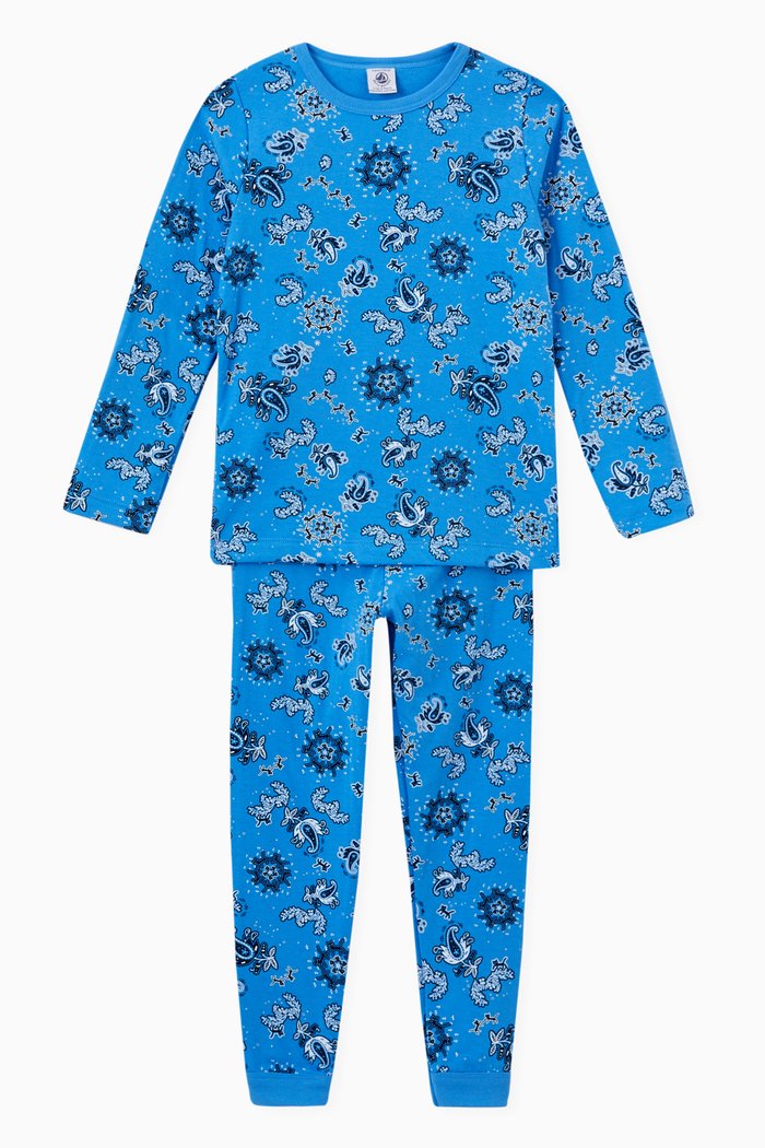 

Bandanna Print Pyjama Set in Cotton, Blue