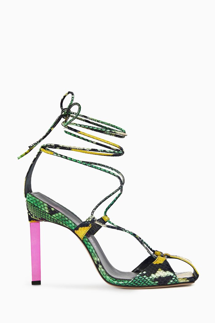 

Adele Lace-up Slingback Pumps in Python Print Leather, Multicolour