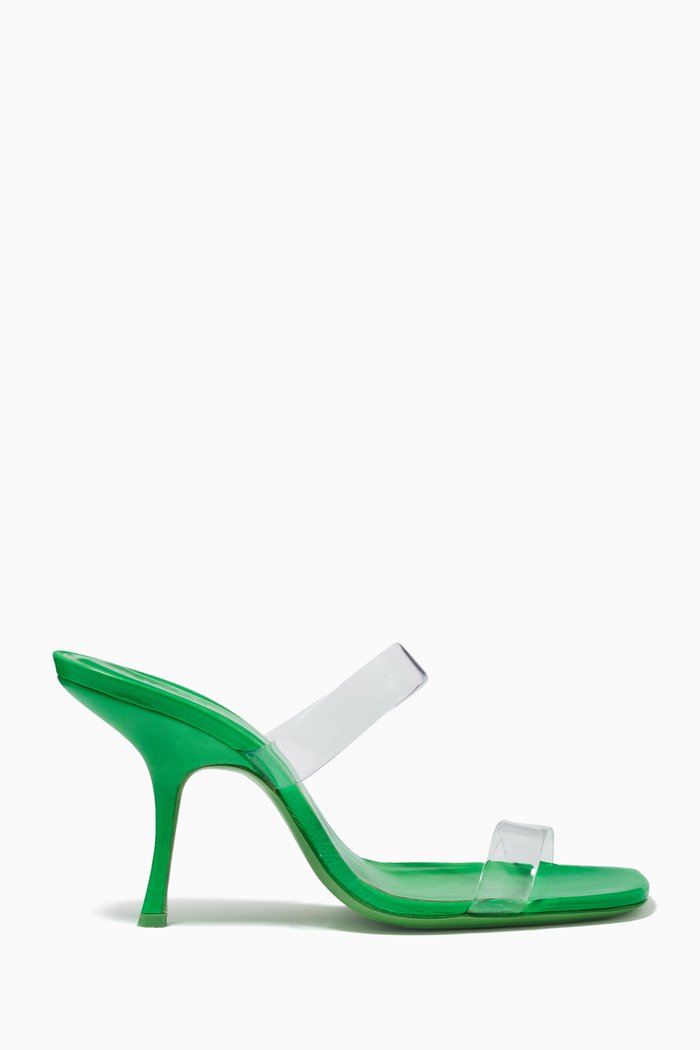 

Clara Mules in PVC & Patent Leather, Green