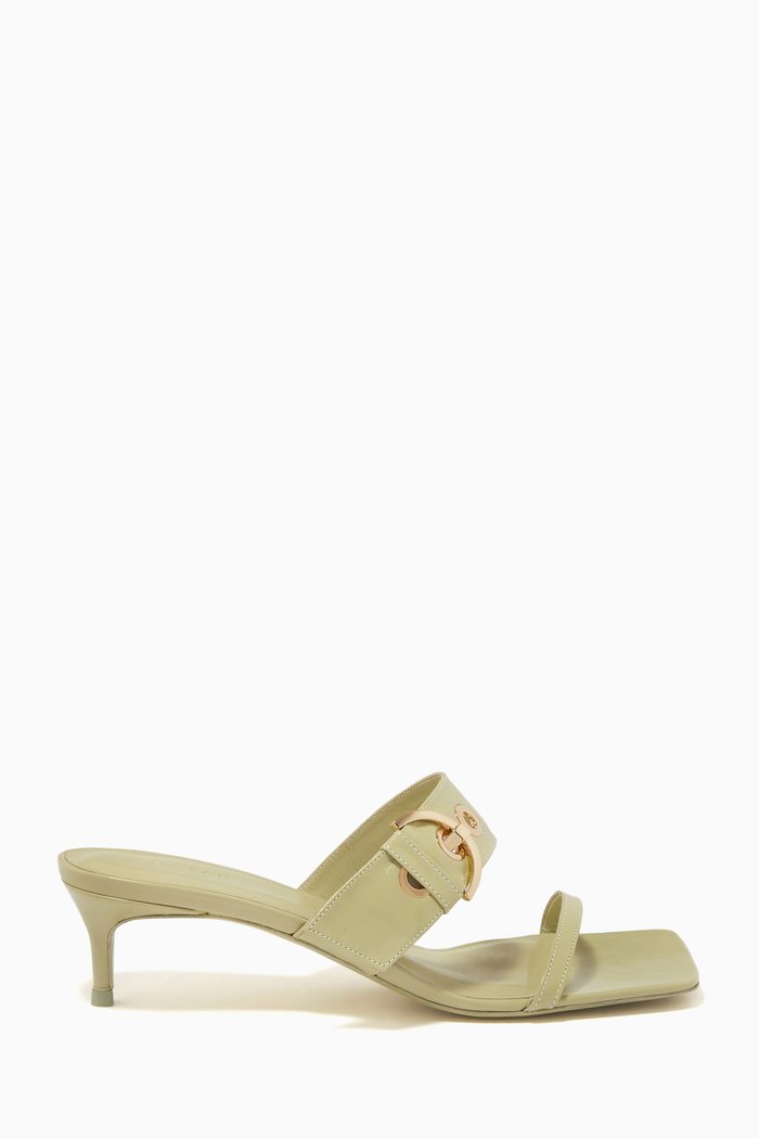 

Bettina Mules in Gloss Leather, Green