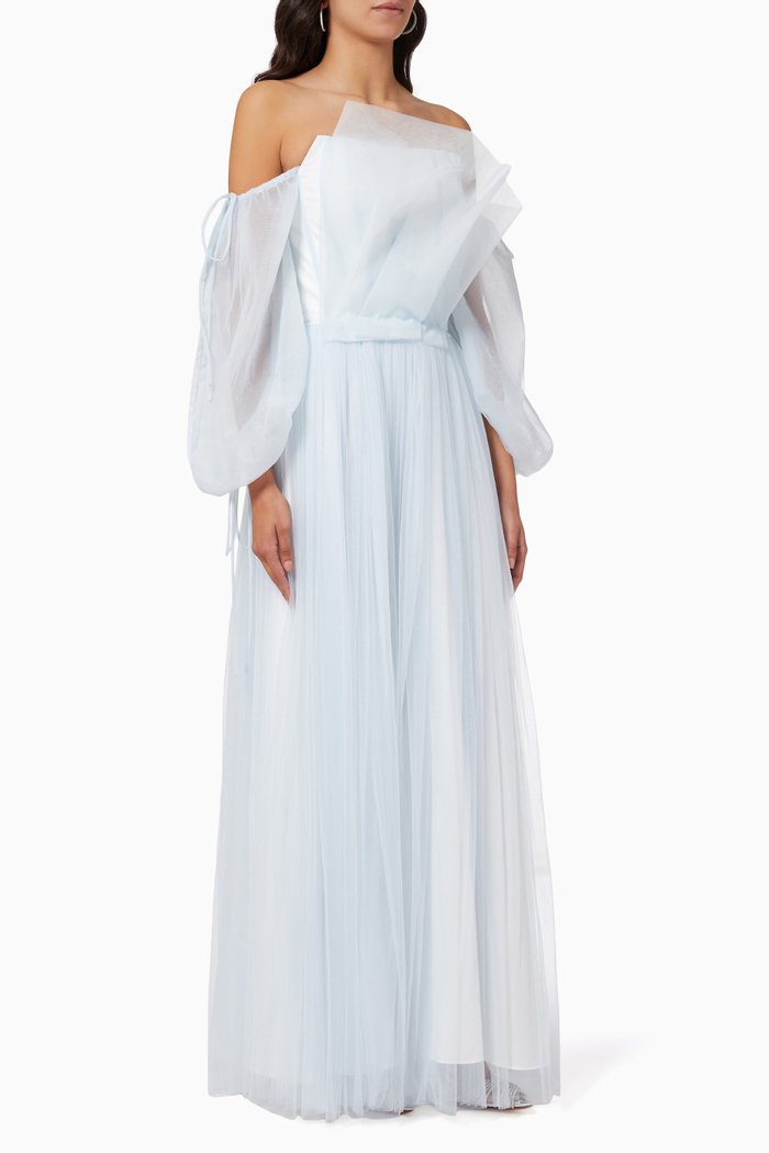 

Drape Gown in Tulle, Blue