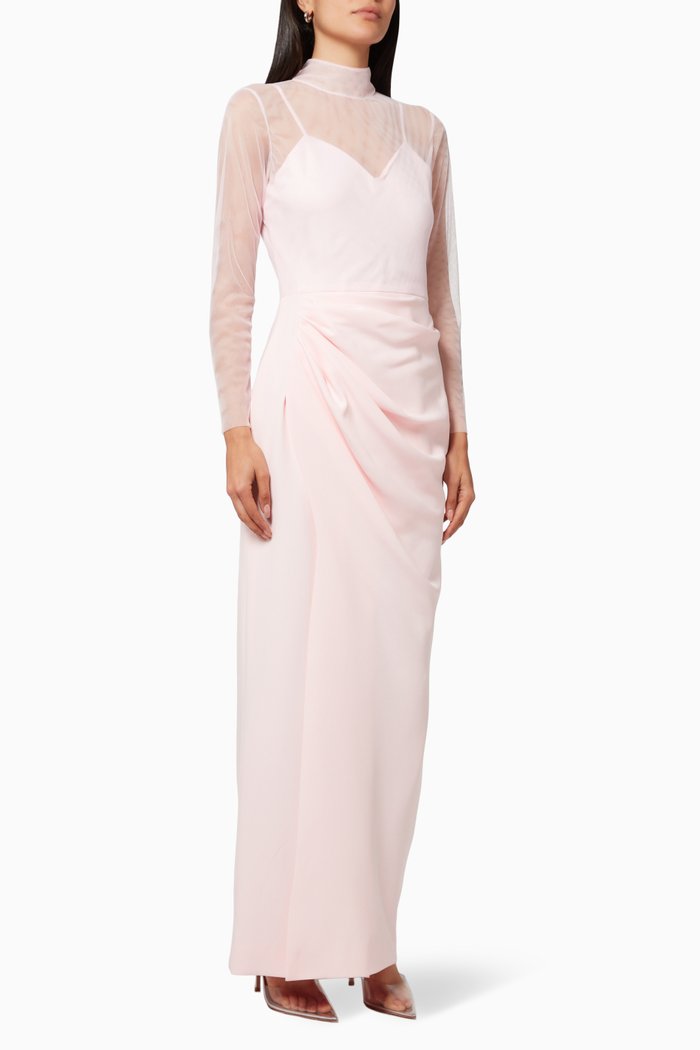 

High Neck Dress in Tulle, Pink