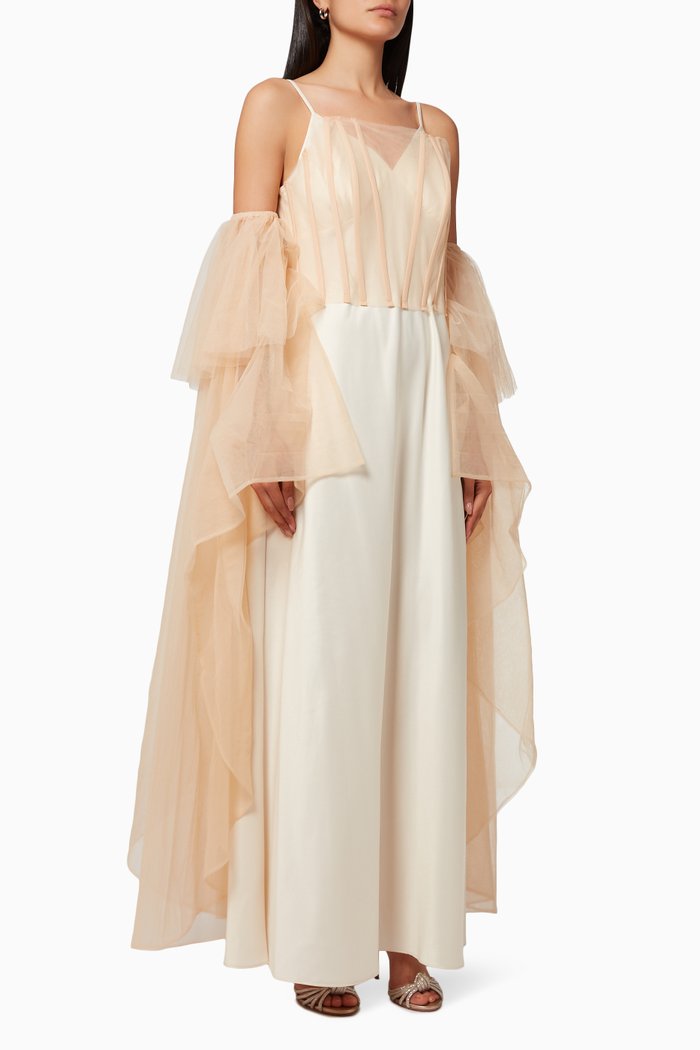 

Bias Dress in Satin & Tulle, Orange