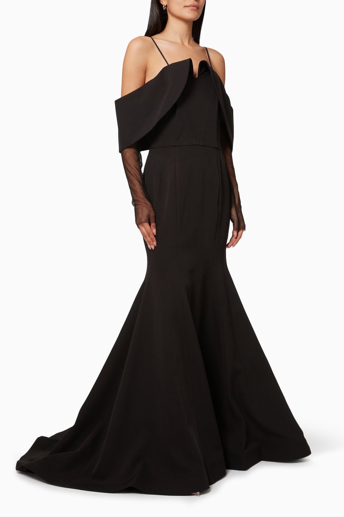 Mermaid Gown in Crêpe, Black