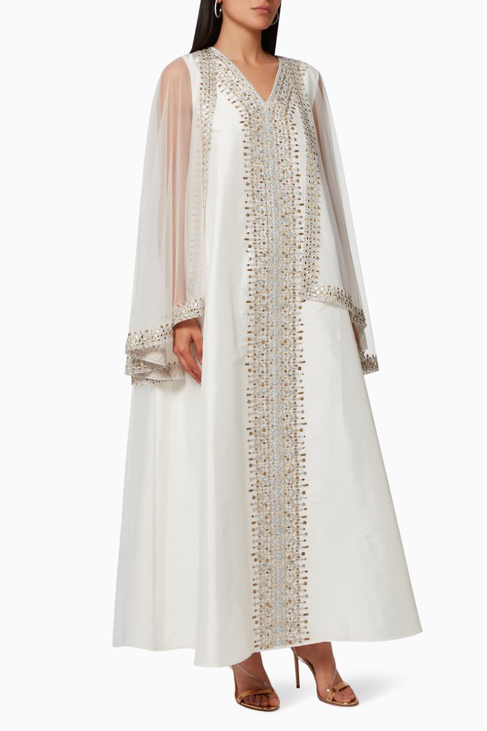 Marquee Kaftan in Silk, White