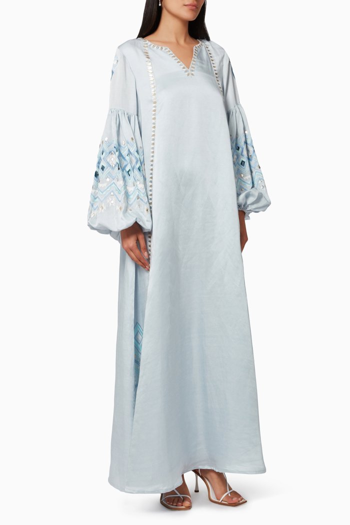 

Isabella Kaftan in Silk Satin, Blue