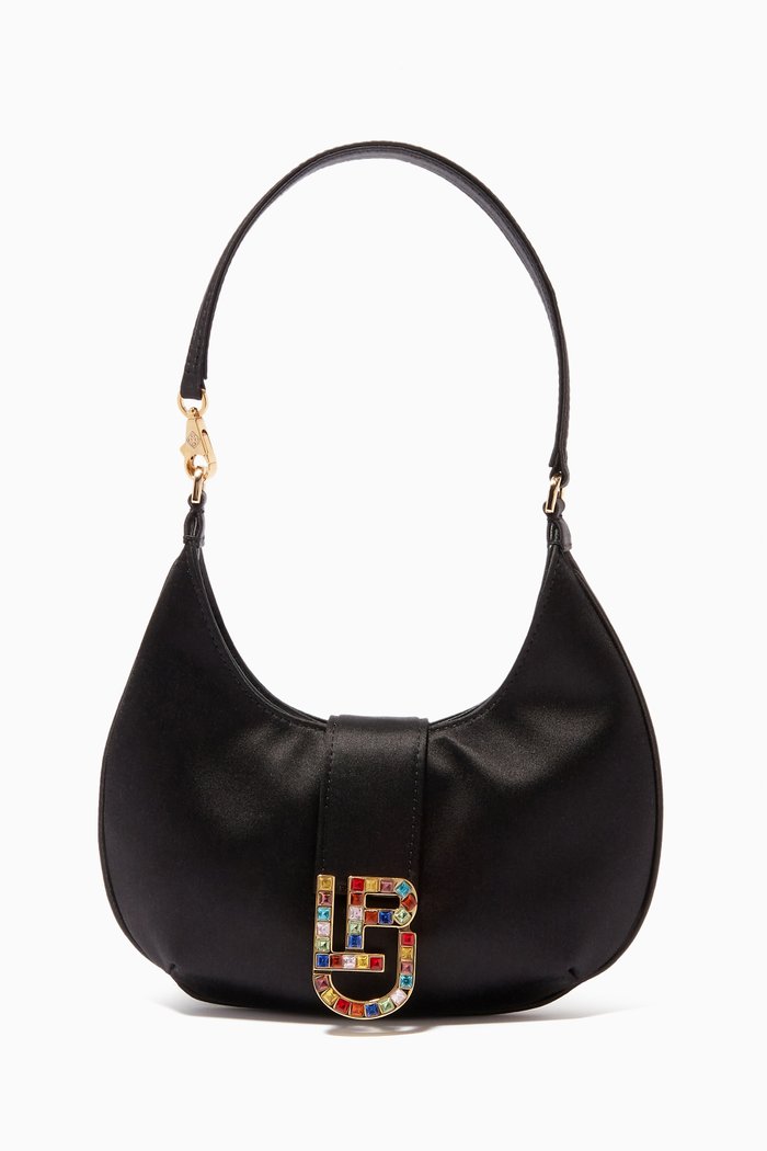 

Cindy Baguette Bag in Satin, Black