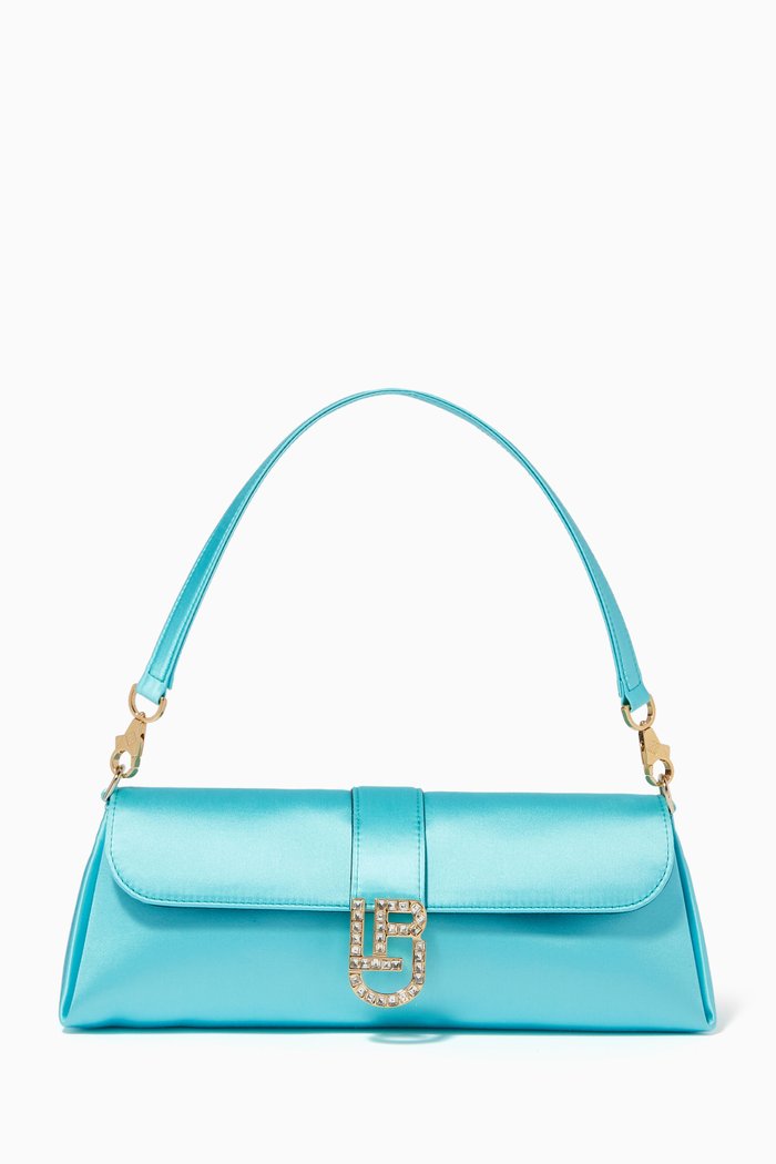 

Hailey Long Shoulder Bag in Satin, Blue