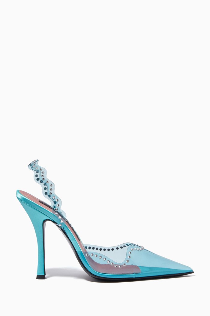 

Jerry Waves Slingback Pumps in PVC & Metallic Leather, Blue