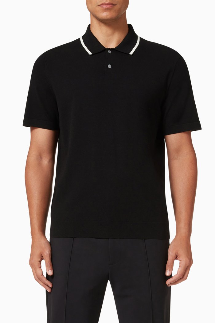 

Goris Polo Shirt in Viscose Blend, Black
