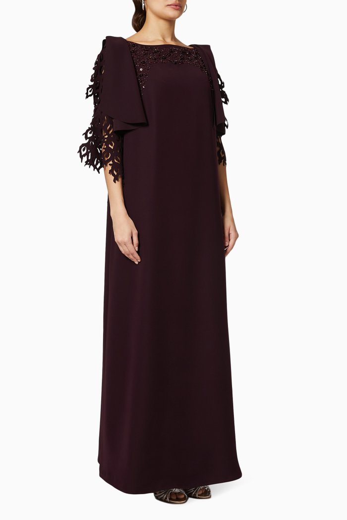 

Bead Embellished Kaftan, Burgundy