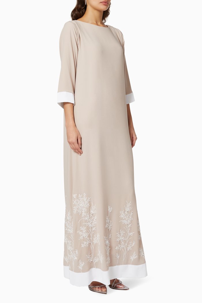 

Contrast Trim Embellished Kaftan, Pink