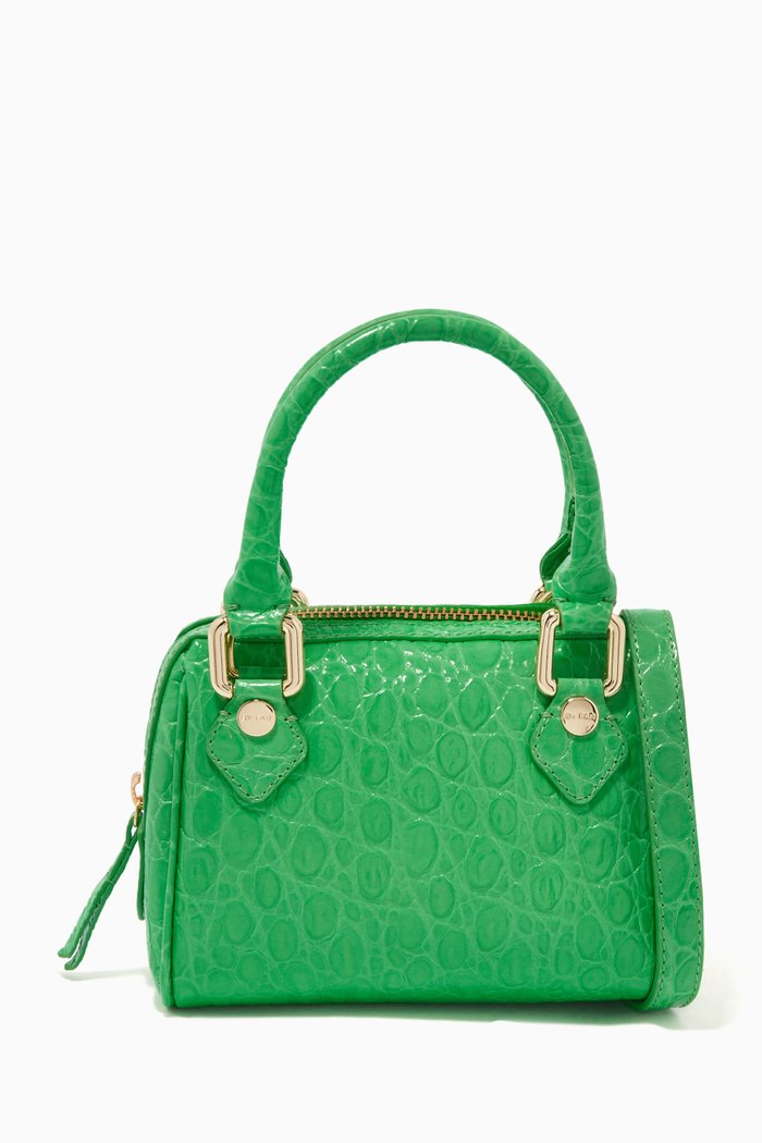 

Mini Dora Tote Bag in Crocodile Embossed Leather, Green