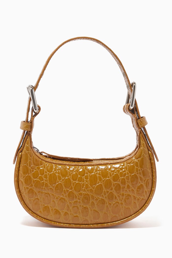 

Mini Soho Bag in Crocodile Embossed Leather, Brown