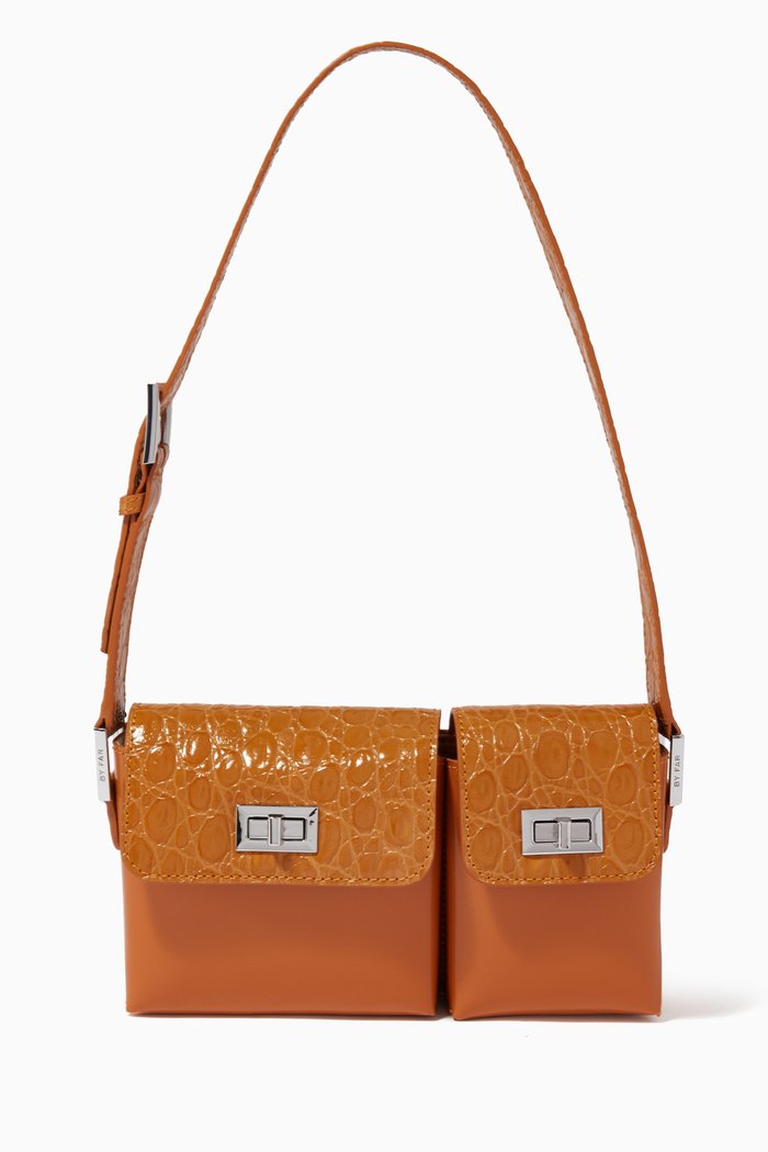 

Baby Billi Shoulder Bag in Croc-embossed Leather, Brown