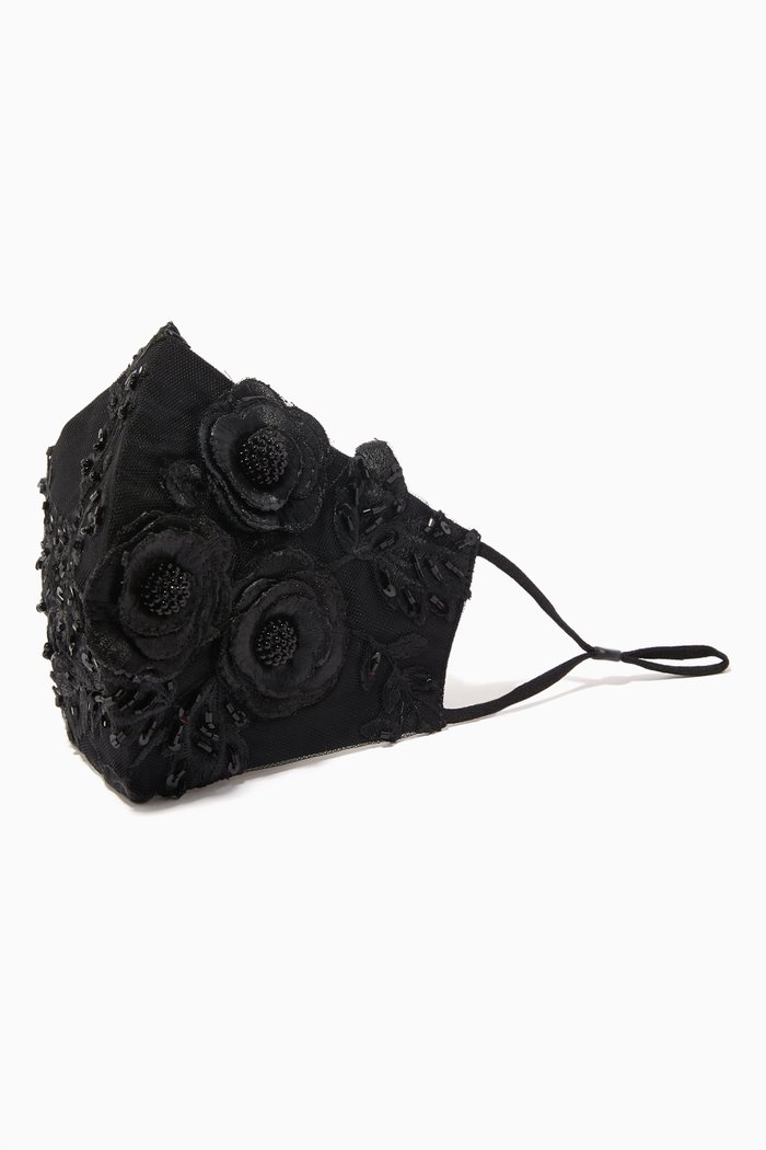 

Rose Embellished Face Mask, Black