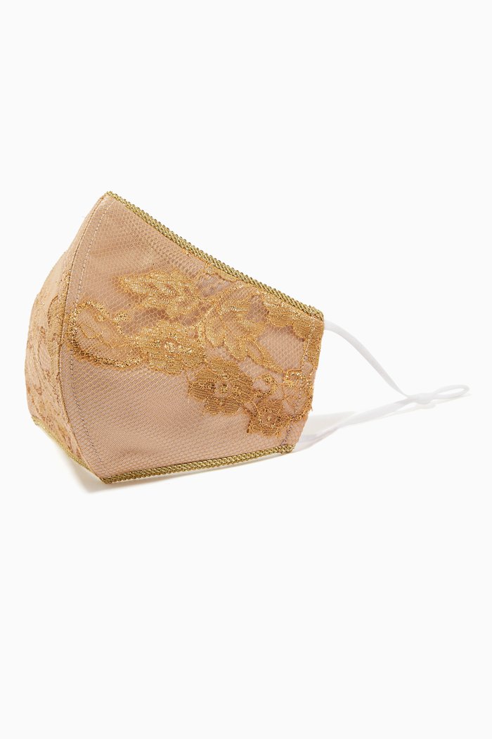 

Mesh Embroidered Face Mask, Gold