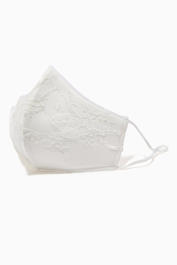 

Embroidered Mesh Mask, White