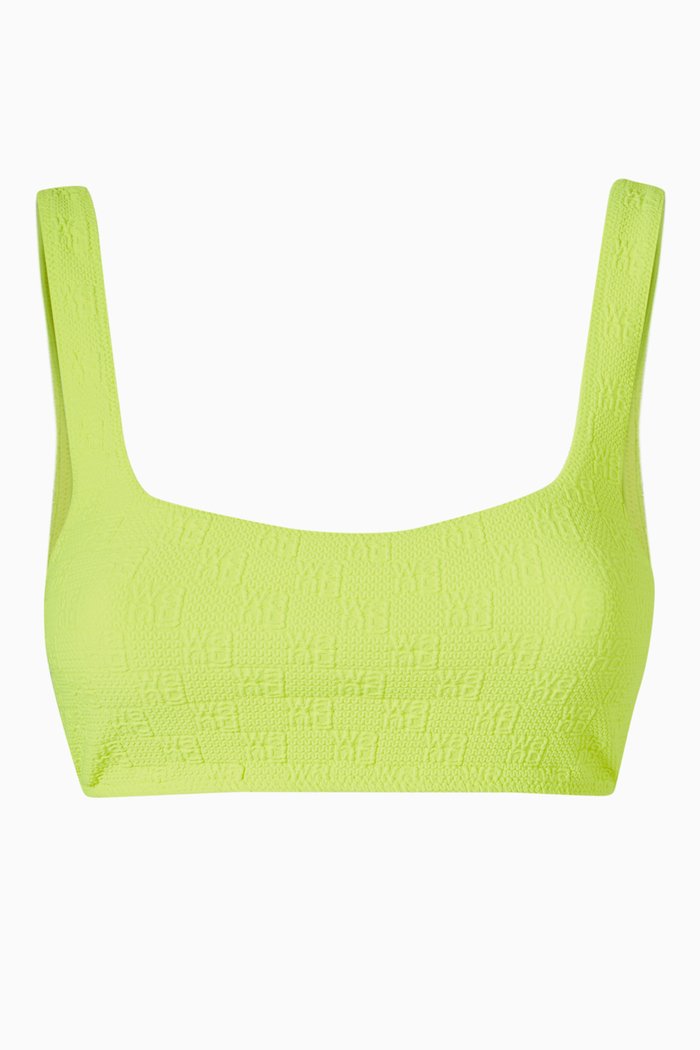 

Bikini Top in Textured Logo Swim Jersey, Yellow