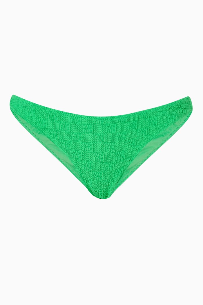 

Bikini Bottom in Textured Logo Jersey, Green