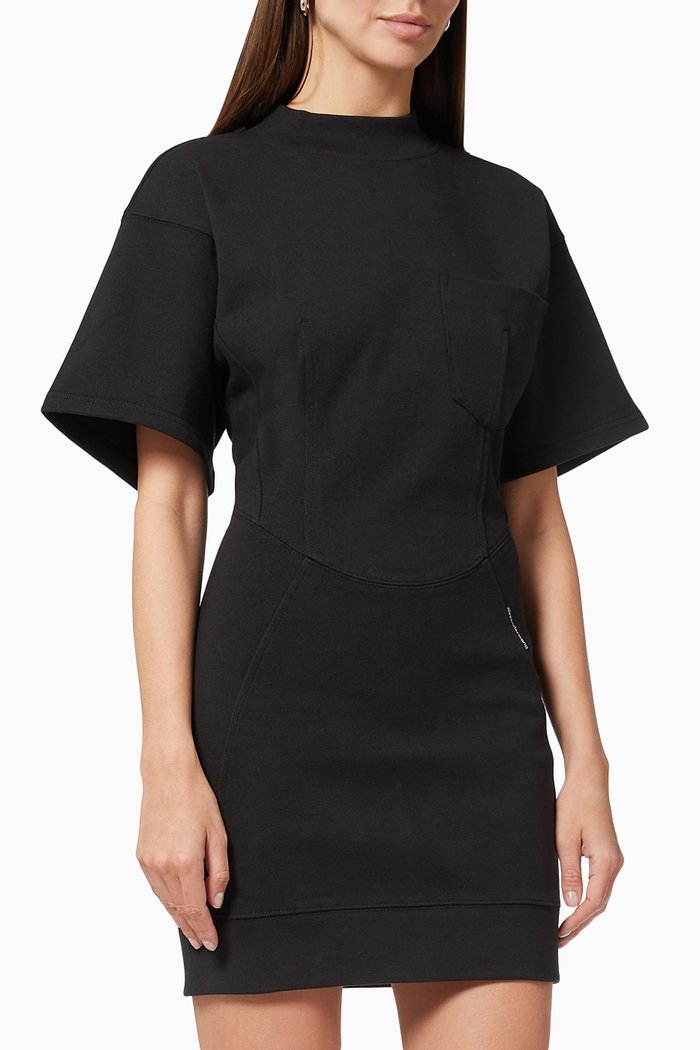 

Sculpted Pocket Dress in Cotton, Black