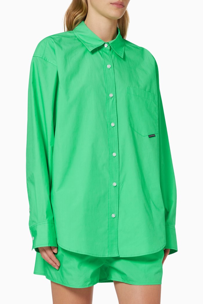 

Boyfriend Shirt in Compact Cotton, Green