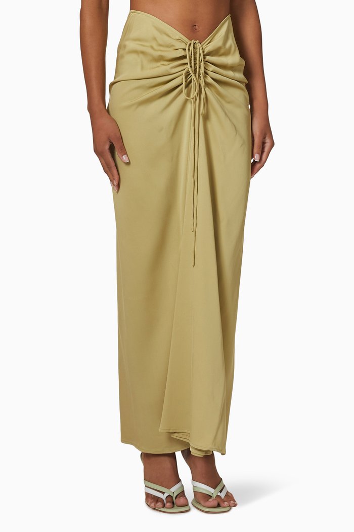 

Ruched Skirt in Viscose, Green
